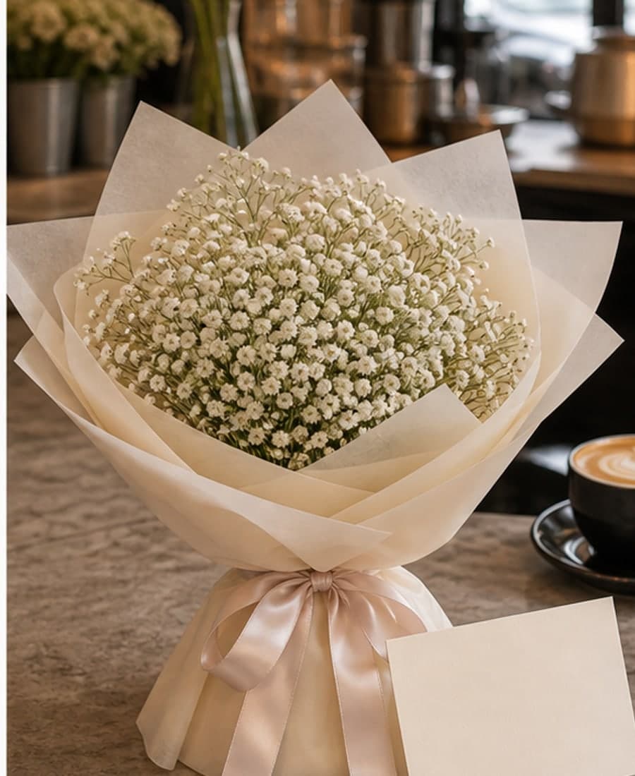Nama Iskra Baby's Breath Wrapped Gift Bunch
