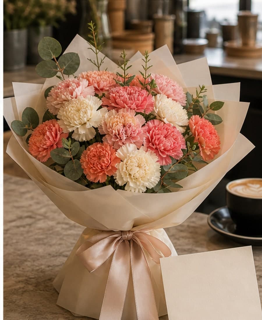 Nama Iskra Carnation Wrapped Gift Bunch
