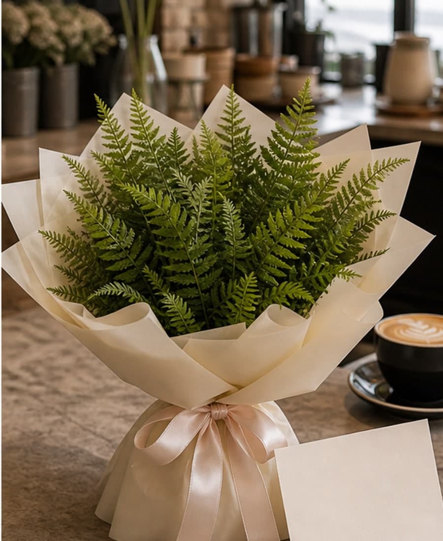 Nama Iskra Fern Greenery Wrapped Gift Bunch