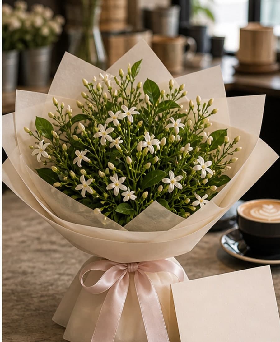 Nama Iskra Jasmine Accent Wrapped Gift Bunch