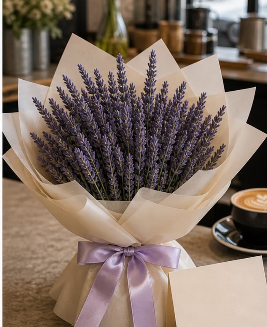 Nama Iskra Lavender Wrapped Gift Bunch