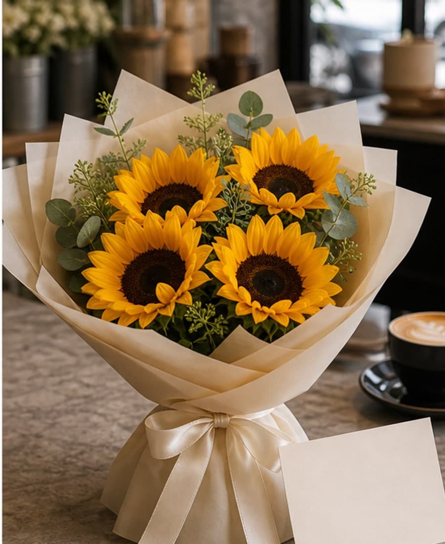Nama Iskra Sunflower Wrapped Gift Bunch