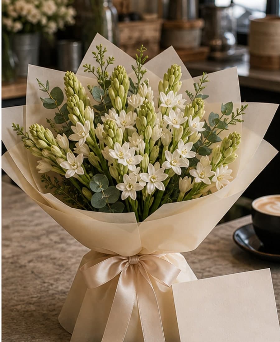 Nama Iskra Tuberose Sedap Malam Wrapped Gift Bunch