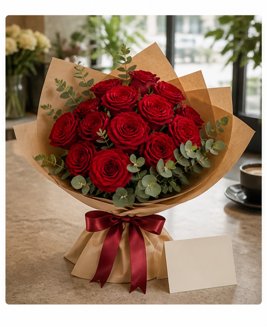 Nama Iskra Premium Red Rose Wrapped Gift Bunch